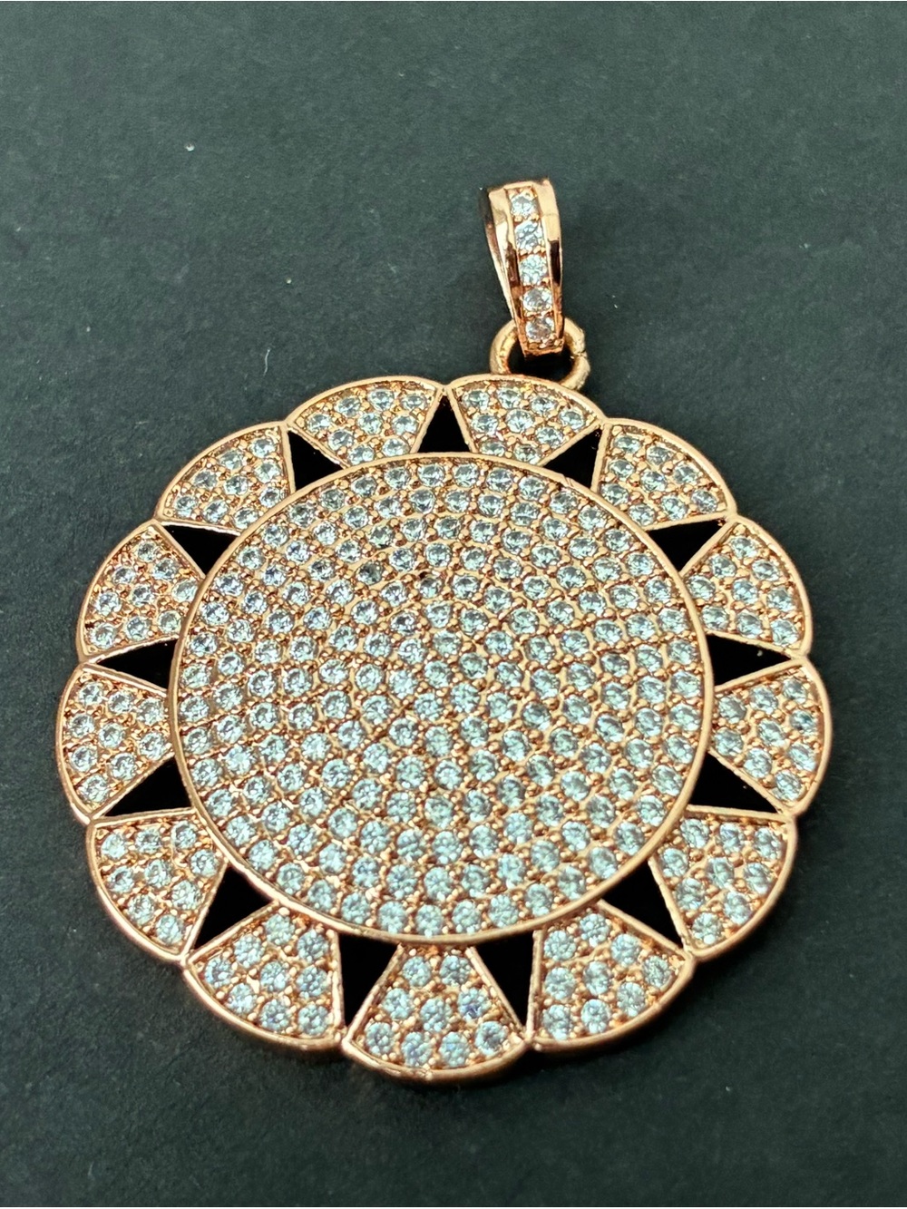 Rose Gold Pavé Sunburst Pendant Necklace